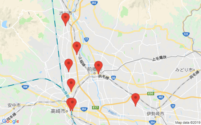 渋川の保険相談窓口のマップ